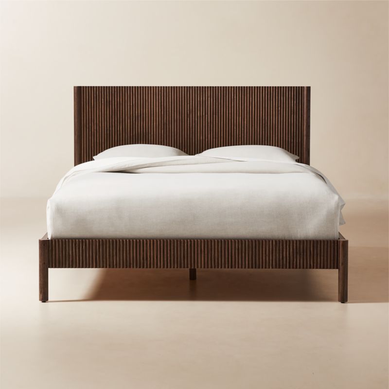 Isla Dark Wood and Warm White Extended Queen Platform Bed