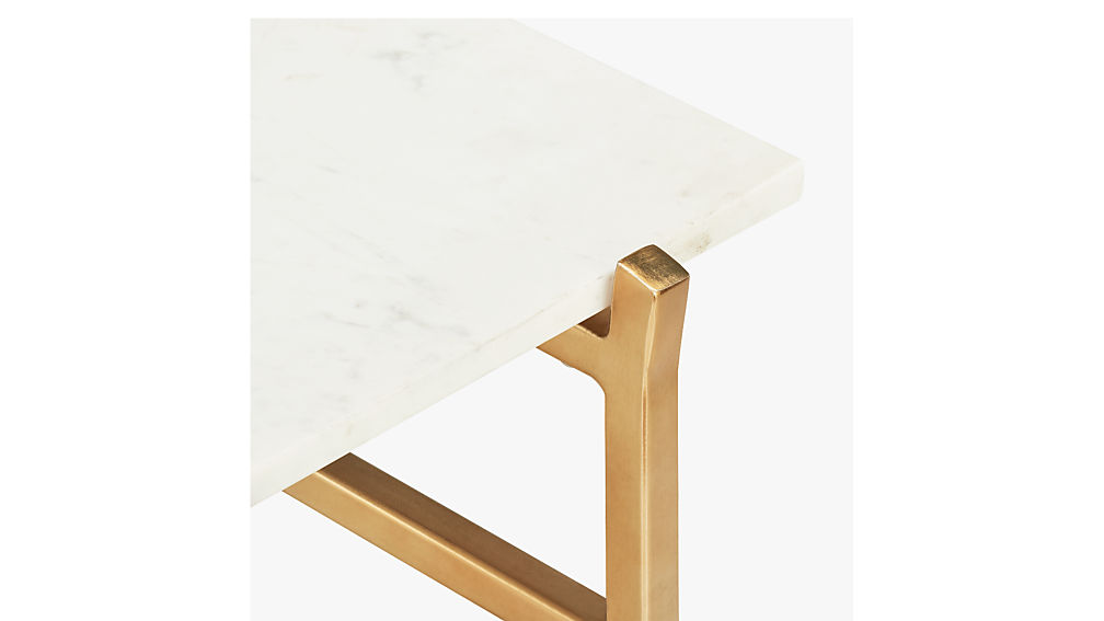 Slab Small Marble Coffee Table with Brass Base | CB2