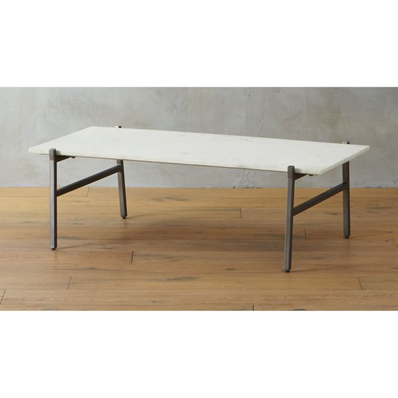 slab marble coffee table with antiqued silver base | CB2 - slab marble coffee table with antiqued silver base ...