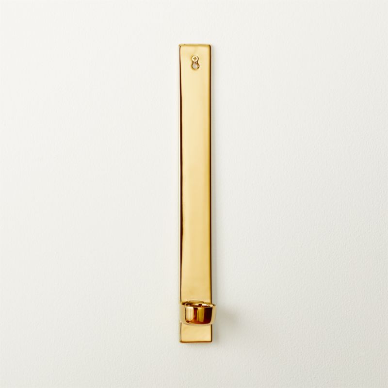 slim gold tea light wall sconce CB2