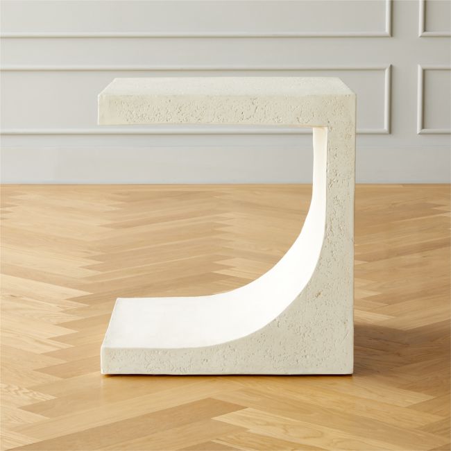 Online Designer Combined Living/Dining Slope White Cement Side Table