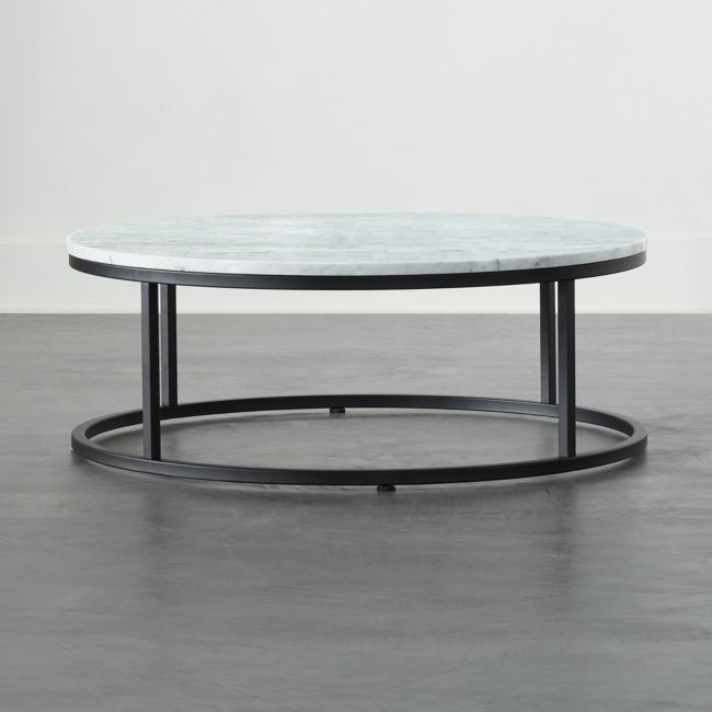 Online Designer Living Room Smart Black Coffee Table with White Marble Top
