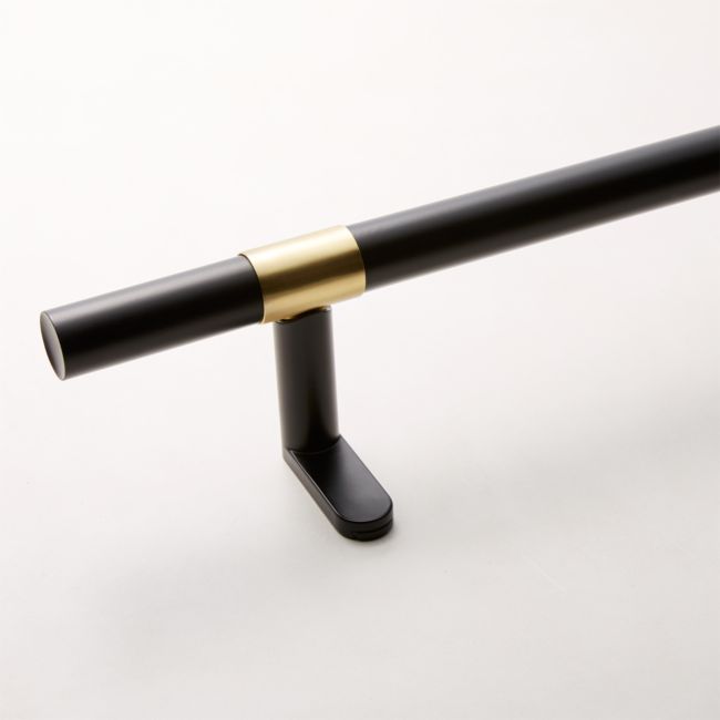 Online Designer Bedroom Seamless Black with Brass Band Curtain Rod Set 48