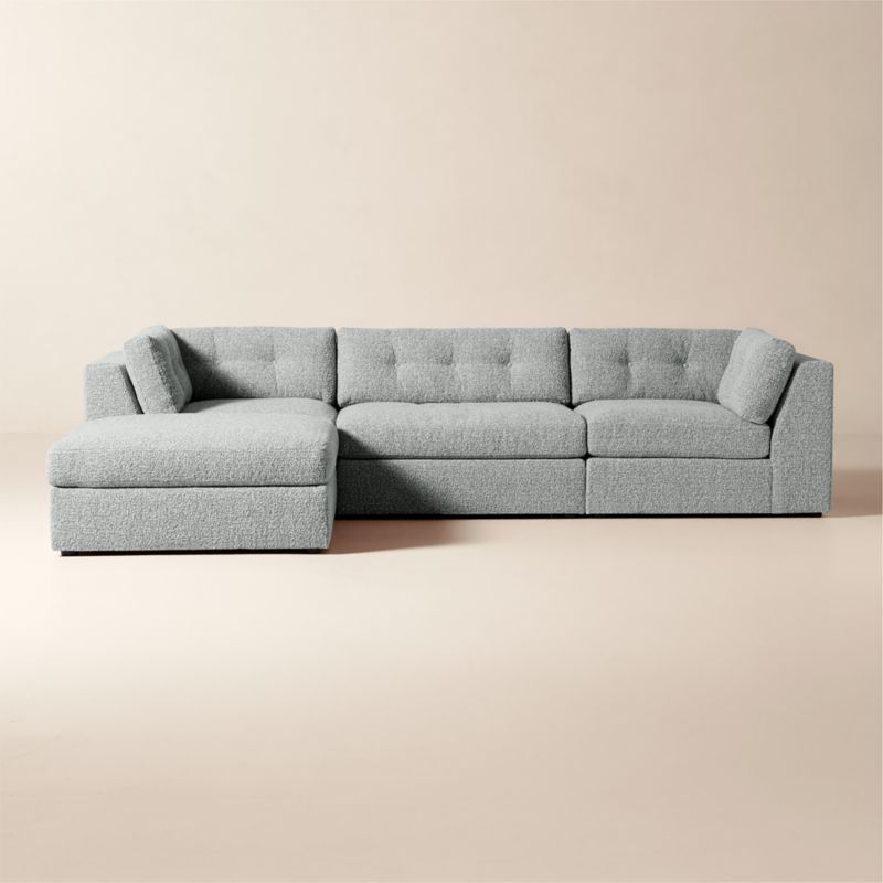 Stormo 4-Piece L-Shaped Ivory Boucle Sectional Sofa