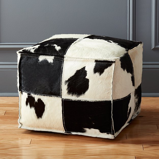 Spotted Cowhide Pouf CB2