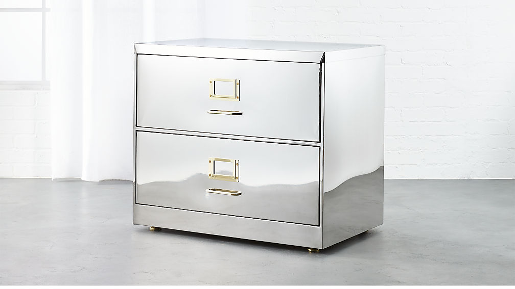 stainless steel wide file cabinet | cb2