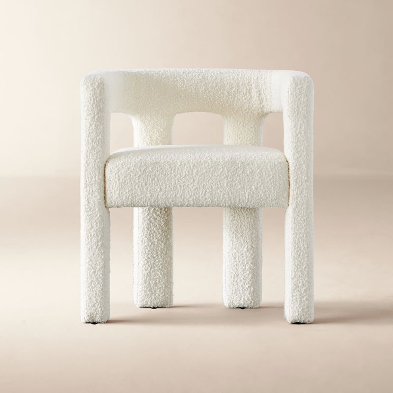 Stature Ivory Boucle Dining Armchairs Set of 4