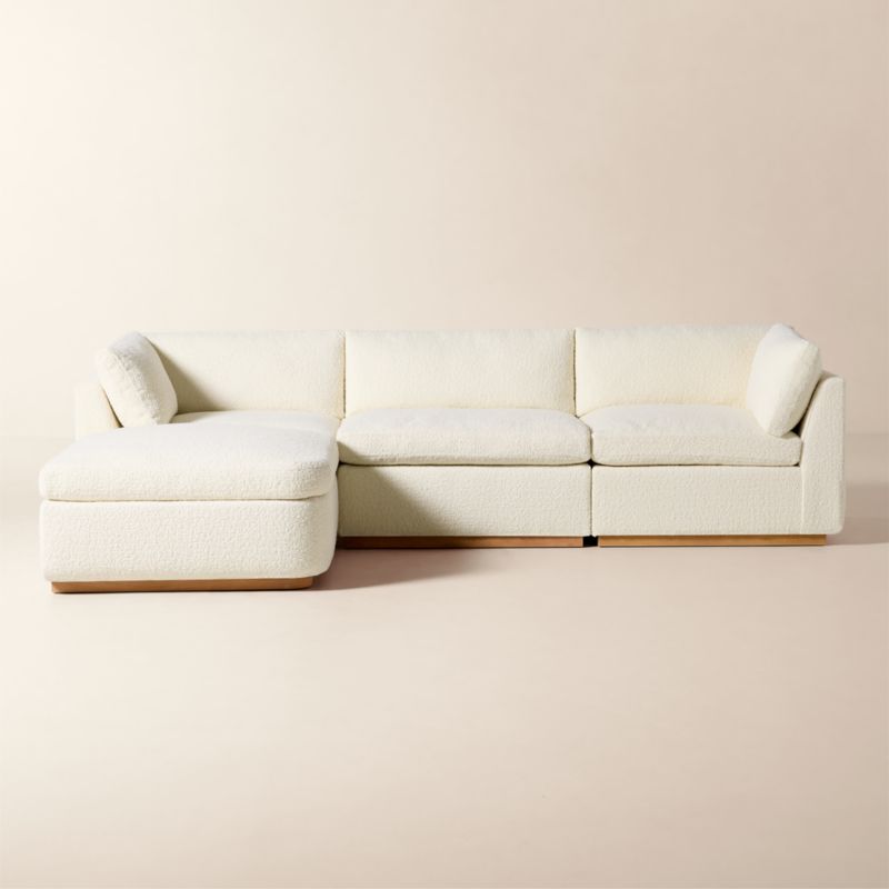 Yarrow 4-Piece U-Shaped Camel Woven Fabric Sectional Sofa