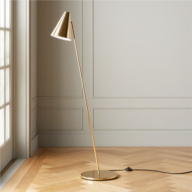 Online Designer Combined Living/Dining Task Polished Brass Floor Lamp