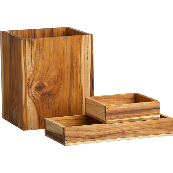 teak bath accessories in bath accessories  CB2