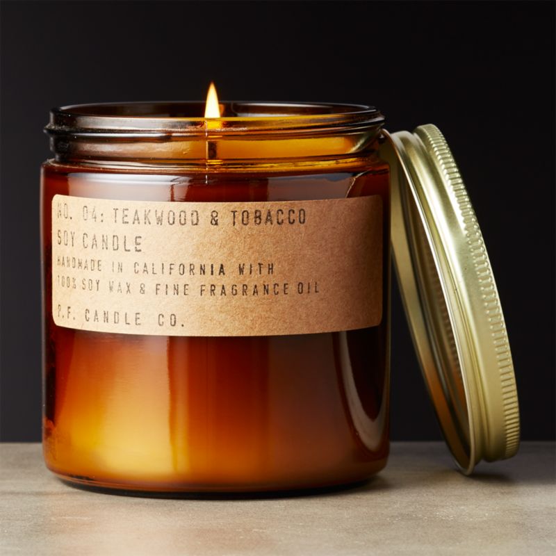 P.F. Candle Co. Teakwood & Tobacco Large 12.5 oz Soy Wax Candle