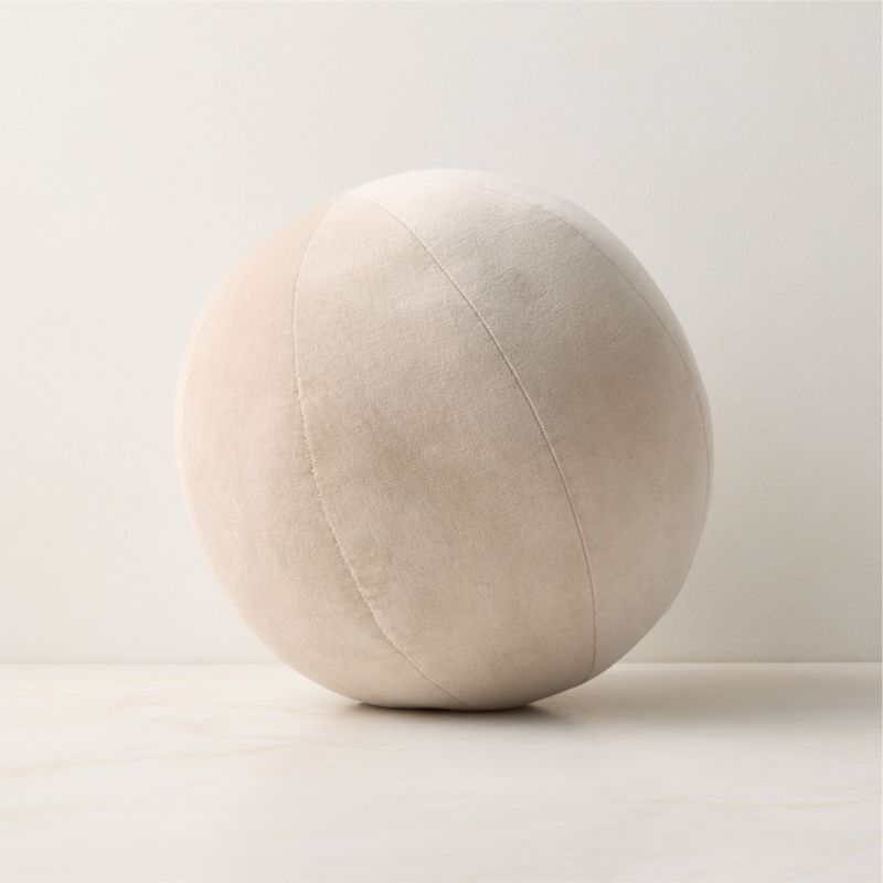 Terre Light Taupe Velvet Sphere Throw Pillow 12