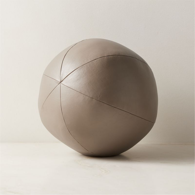 Terre Taupe Leather Sphere Throw Pillow 12