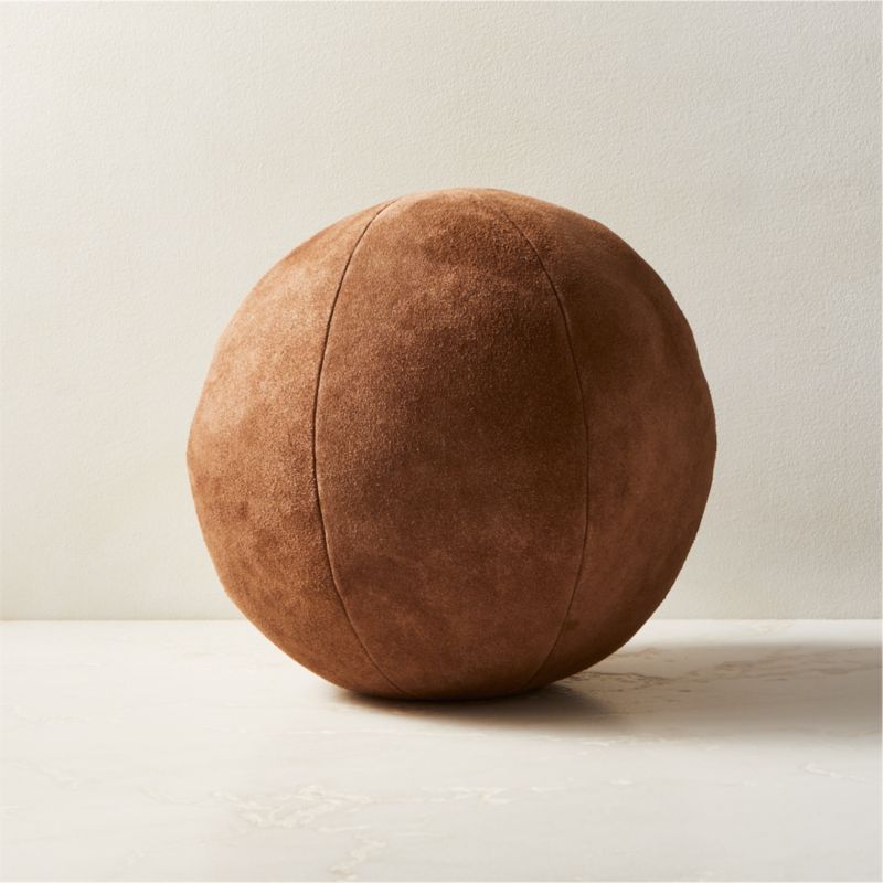 Terre Brown Suede Sphere Throw Pillow 12