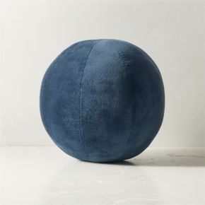 Terre Navy Blue Velvet Sphere Throw Pillow 12
