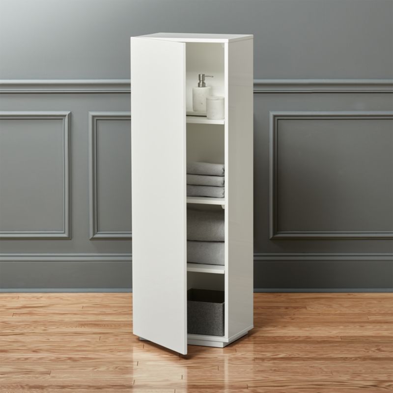 the wall tall white bathroom cabinet | CB2