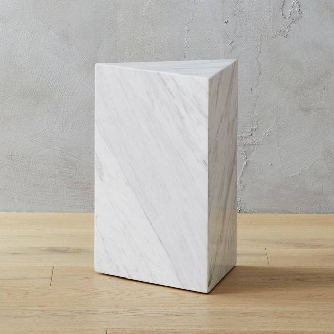 Tri White Marble Side Table, Cb2 Marble Console Table