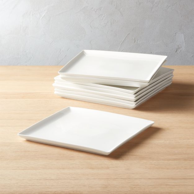 Tuck White Square Dinner Plates Set of 8 + Reviews CB2