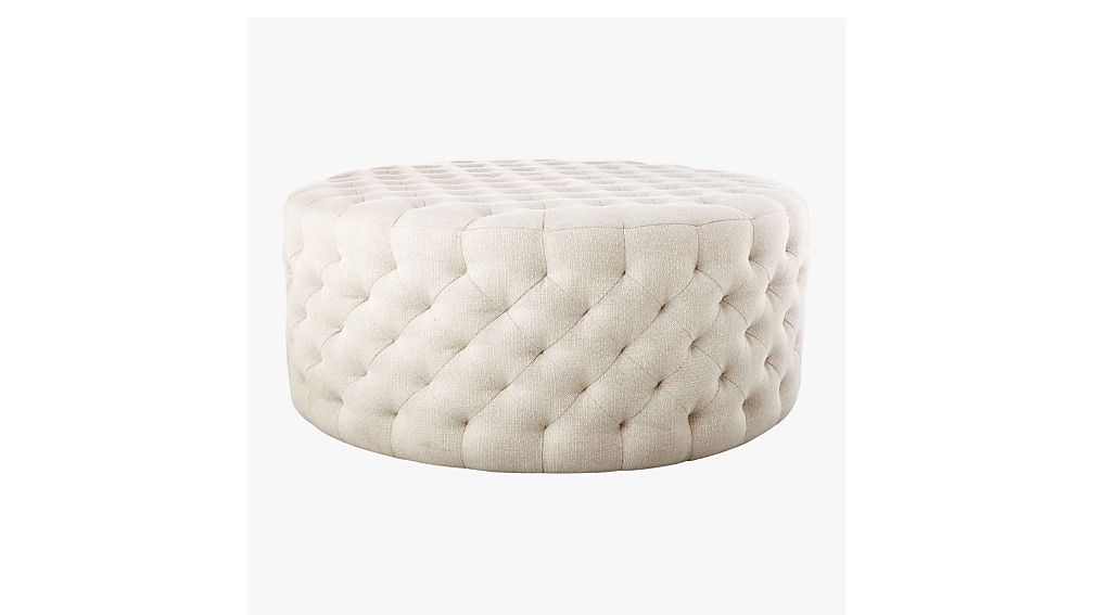 tufted natural ottoman CB2