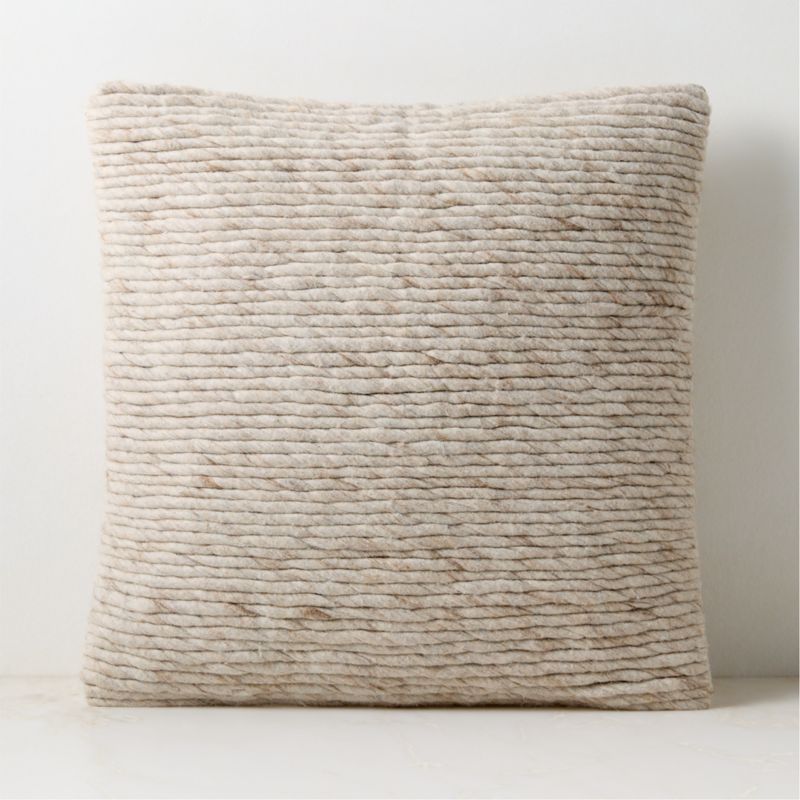 Twist Natural Wool Throw Pillow with Down Alternative Insert 20