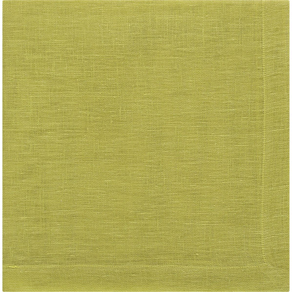 uno chartreuse linen napkin in table linens  CB2