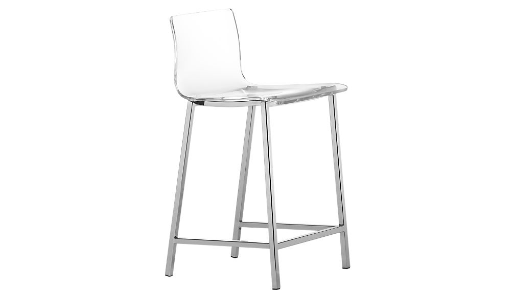 vapor 24" acrylic counter stool | CB2 Solid iron base with a solid wood top.