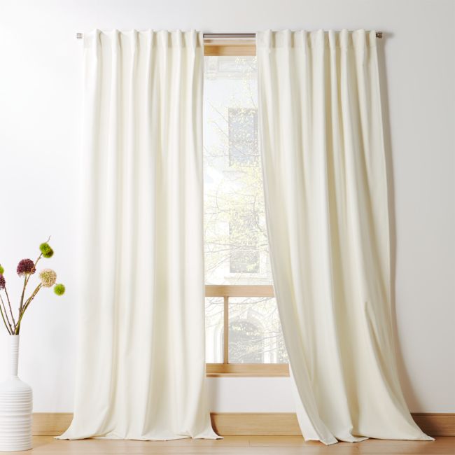 Online Designer Living Room Velvet Ivory Curtain Panel 48