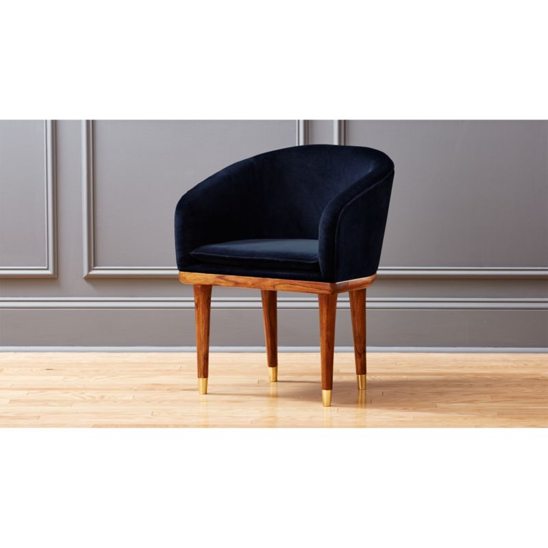 viceroy sapphire blue velvet chair | CB2