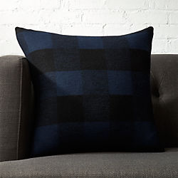 18" Victor Blue and Black Plaid Pillow
