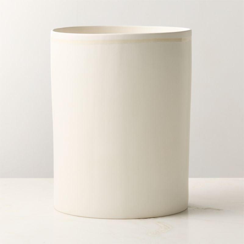 Nezzo White Leather Wastebasket
