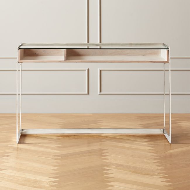Cb2 vista hot sale glass top desk