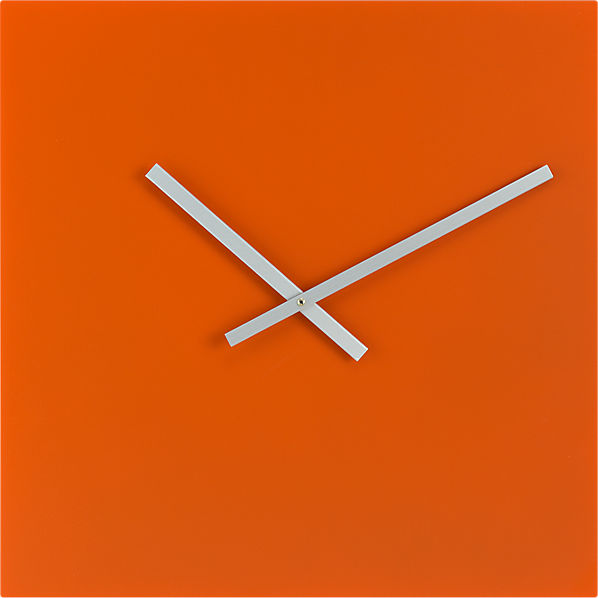 square orange 20 wall clock in clocks  CB2