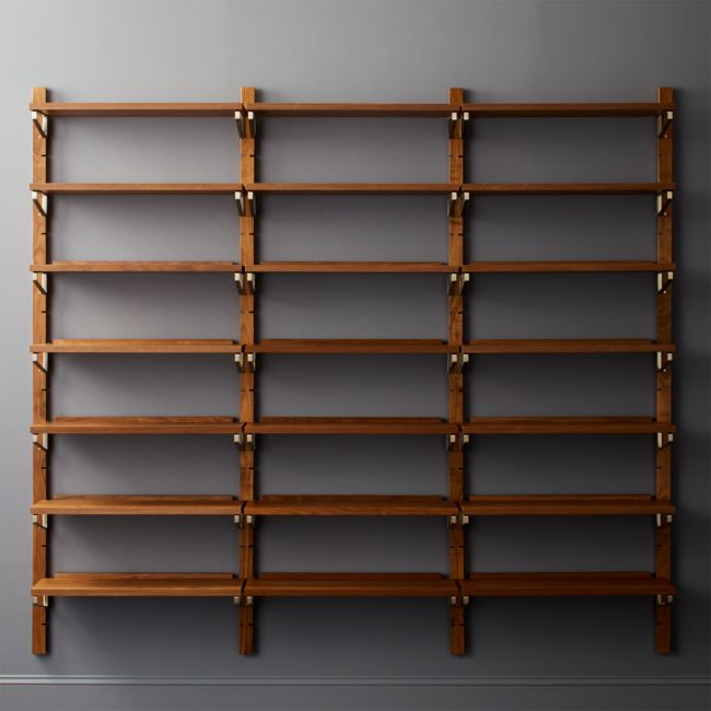 Online Designer Living Room Walnut Modular Triple Shelf 88