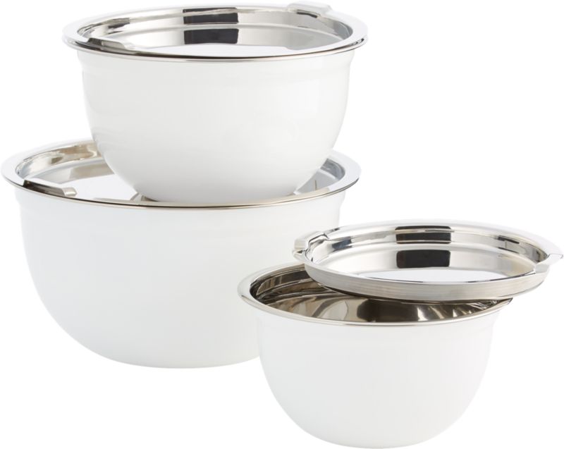 6Piece White Enamel Mixing Bowl Set