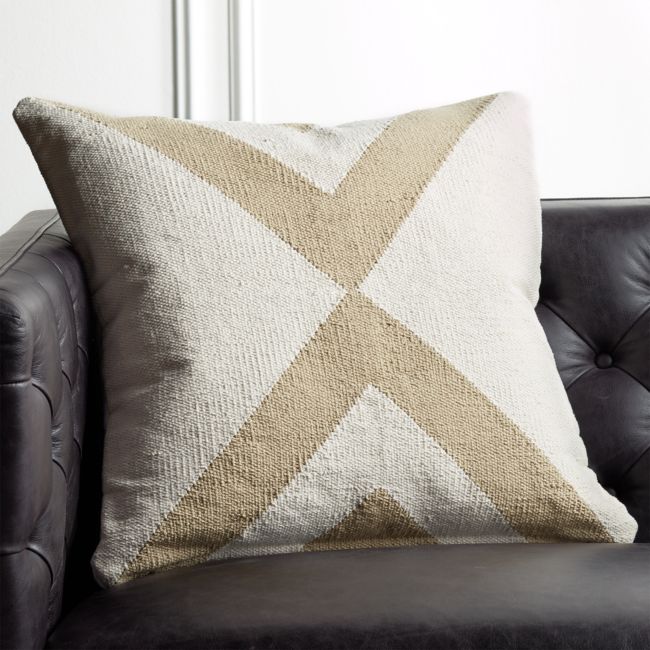 Online Designer Combined Living/Dining 23" Xbase Natural Tonal Pillow with Feather-Down Insert