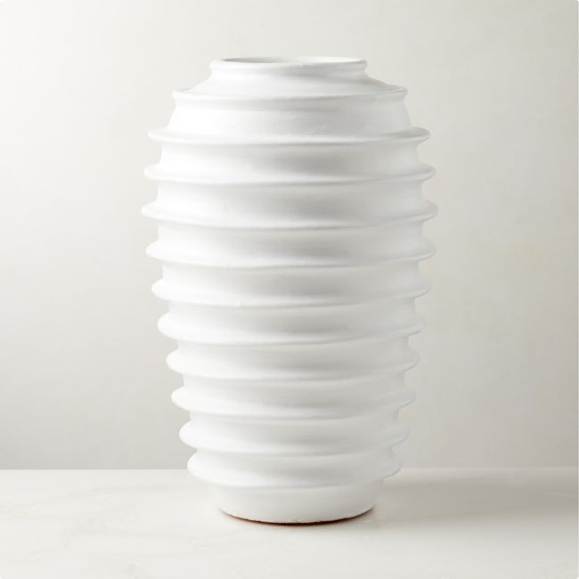 Online Designer Combined Living/Dining Zion Ribbed White Vase