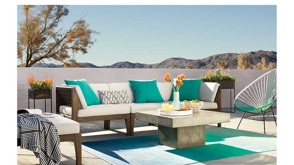 elba outdoor mahogany sectional sofa CB2