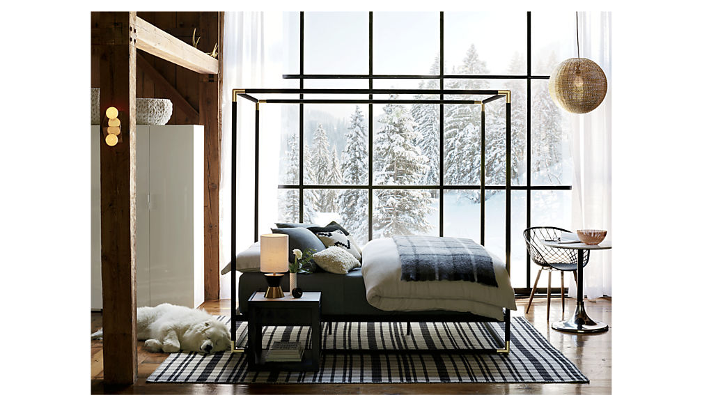frame black metal canopy bed | CB2