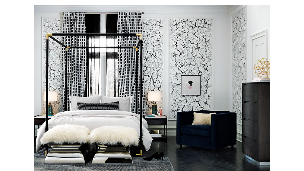 frame black metal canopy bed | CB2