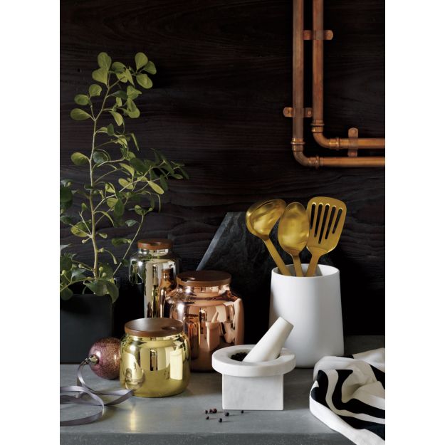 matte white utensil holder CB2