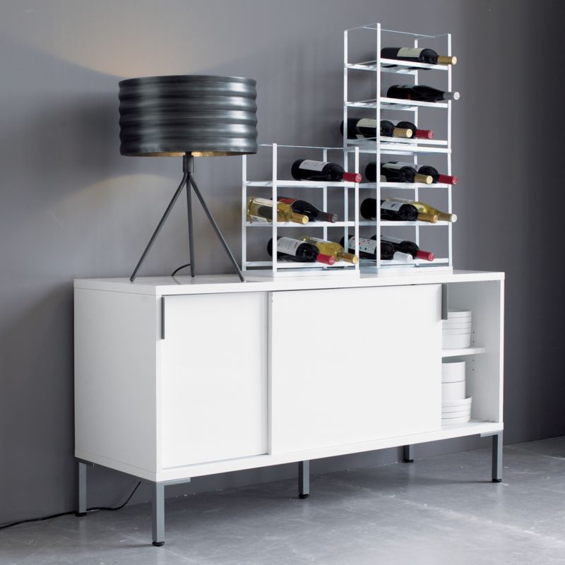 CB2   halogen white credenza    read 