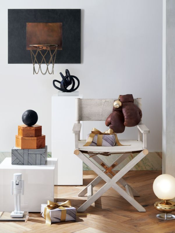 Navy Leather and Copper Basketball Hoop