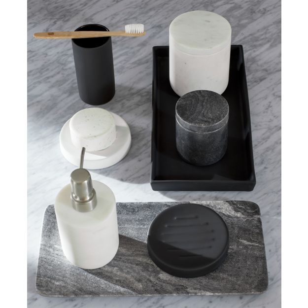 rubber coated black bath accessories CB2
