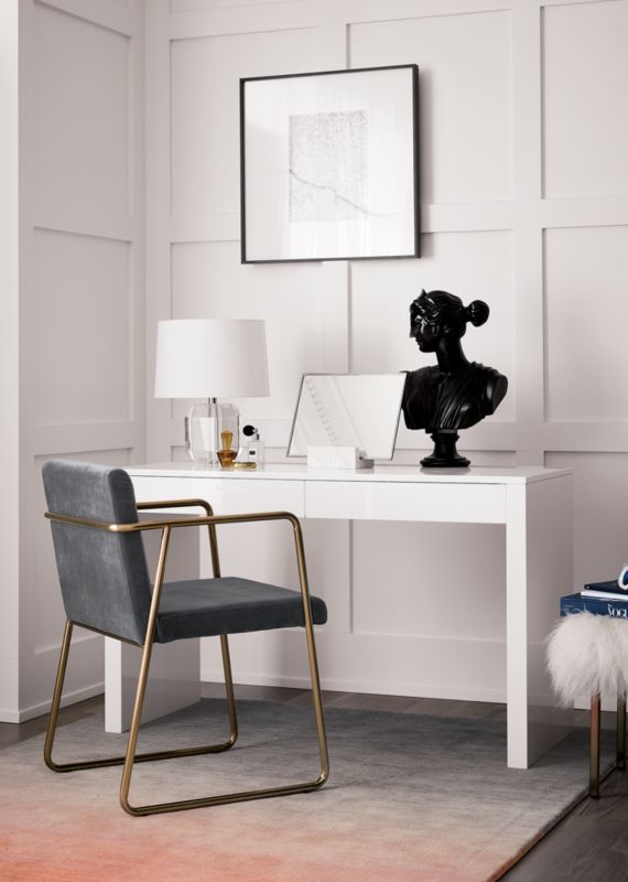 Cb2 runway deals white lacquer desk