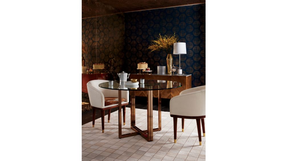 silverado brass 47" round dining table | CB2