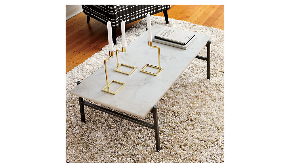 slab marble coffee table with antiqued silver base | CB2 - ... slab marble coffee table with antiqued silver base ...