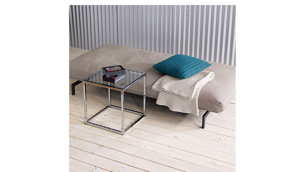 smart chrome and glass side table CB2